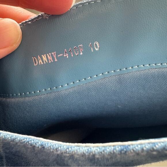 Fashion Nova Rhinestone Denim Knee High Boots Size 10 - Picture 9 of 9